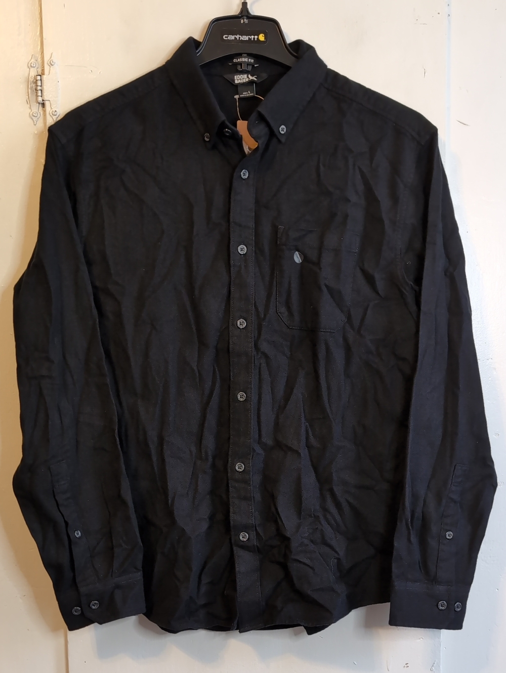 Eddie Bauer Favorite Flannel Classic Fit Shirt 'Coal' mens large